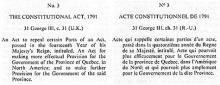 L'Acte constitutionnel de 1791