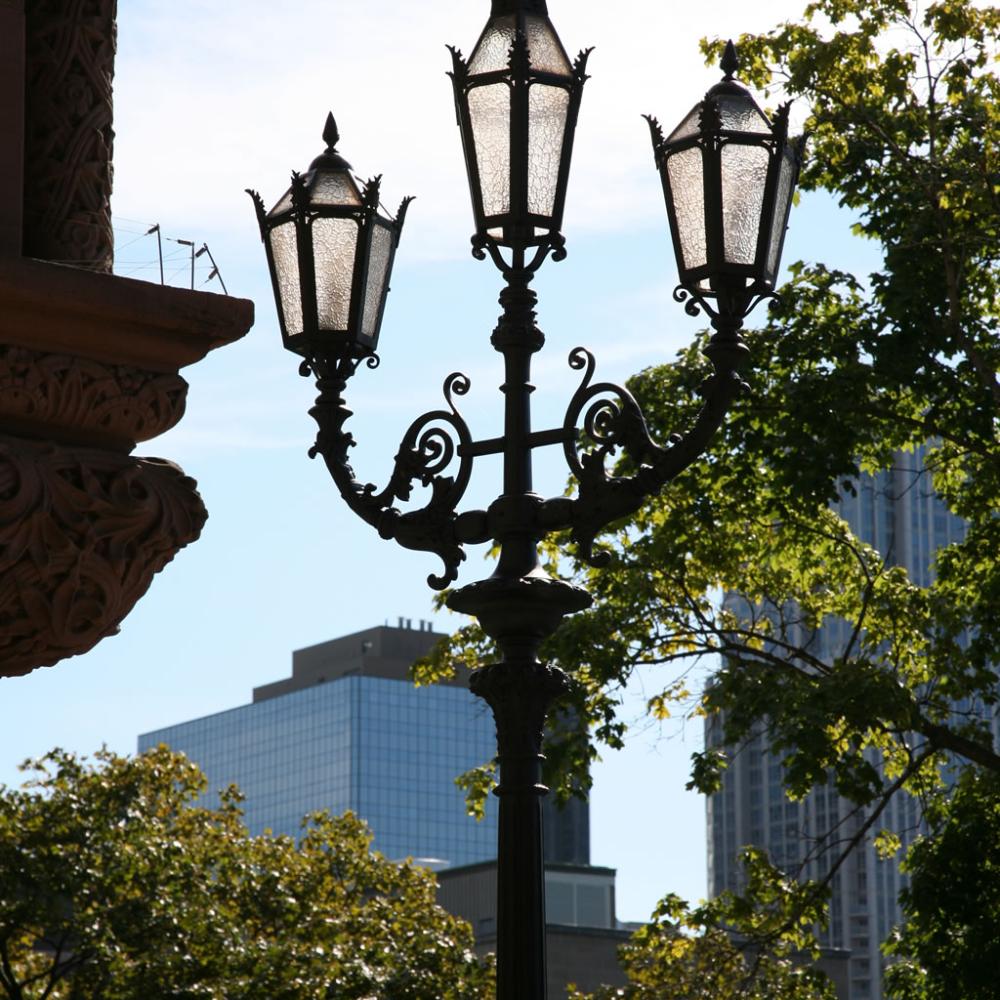 Heritage lamp post near the south entrance of the Legislative Building