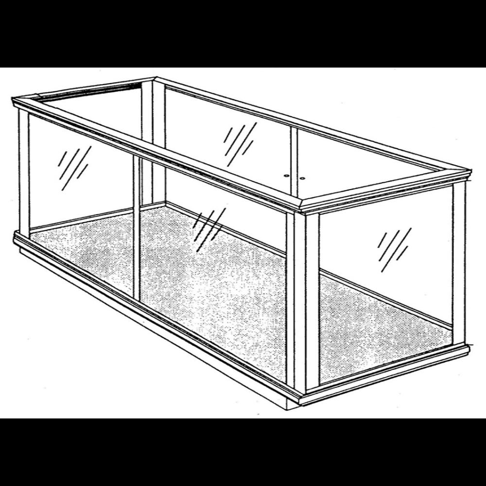 Vitrine 3: Vitrine transparente courte qui repose sur le sol