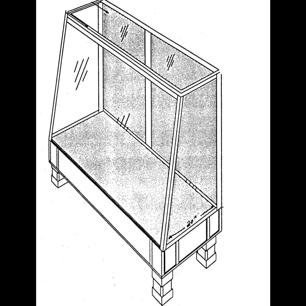 Vitrine 4: Vitrine à taille moyenne avec 3 côtés transparents et portes en bois en arrière