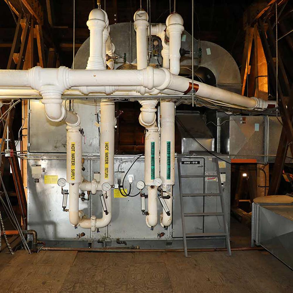 HVAC units in the attic of the Legislative Building