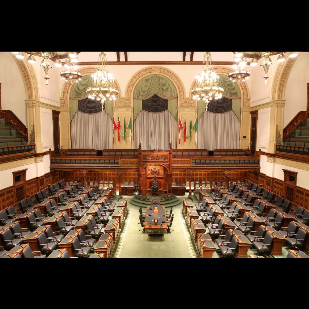 Top view of the Legislative Chamber from the back.